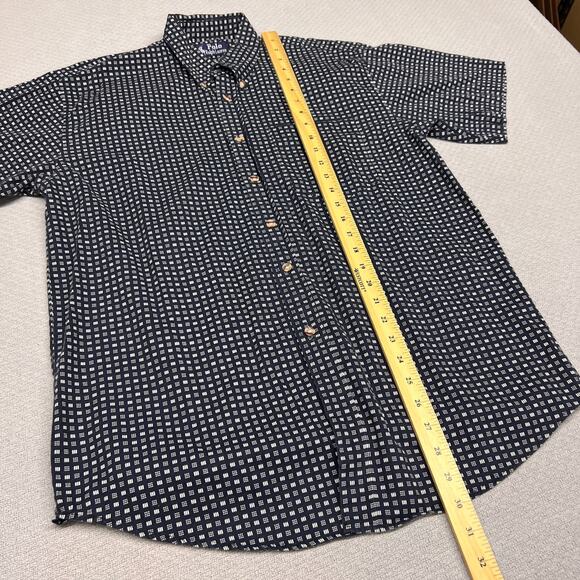 Vtg Polo Ralph Lauren Shirt Mens L Blue Geometric Short Sleeve Preppy Classic - Picture 5 of 6